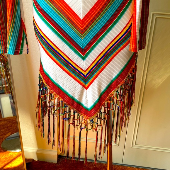 FOREVER 21 Boho Chevron Off Shoulder Fringe Dress - Picture 7 of 7